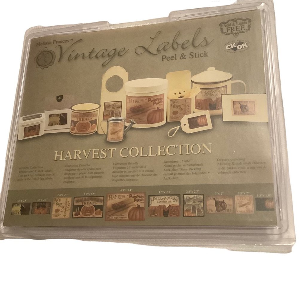 Melissa Frances Harvest Collection Vintage Labels Peel Stick Halloween Fall NEW
